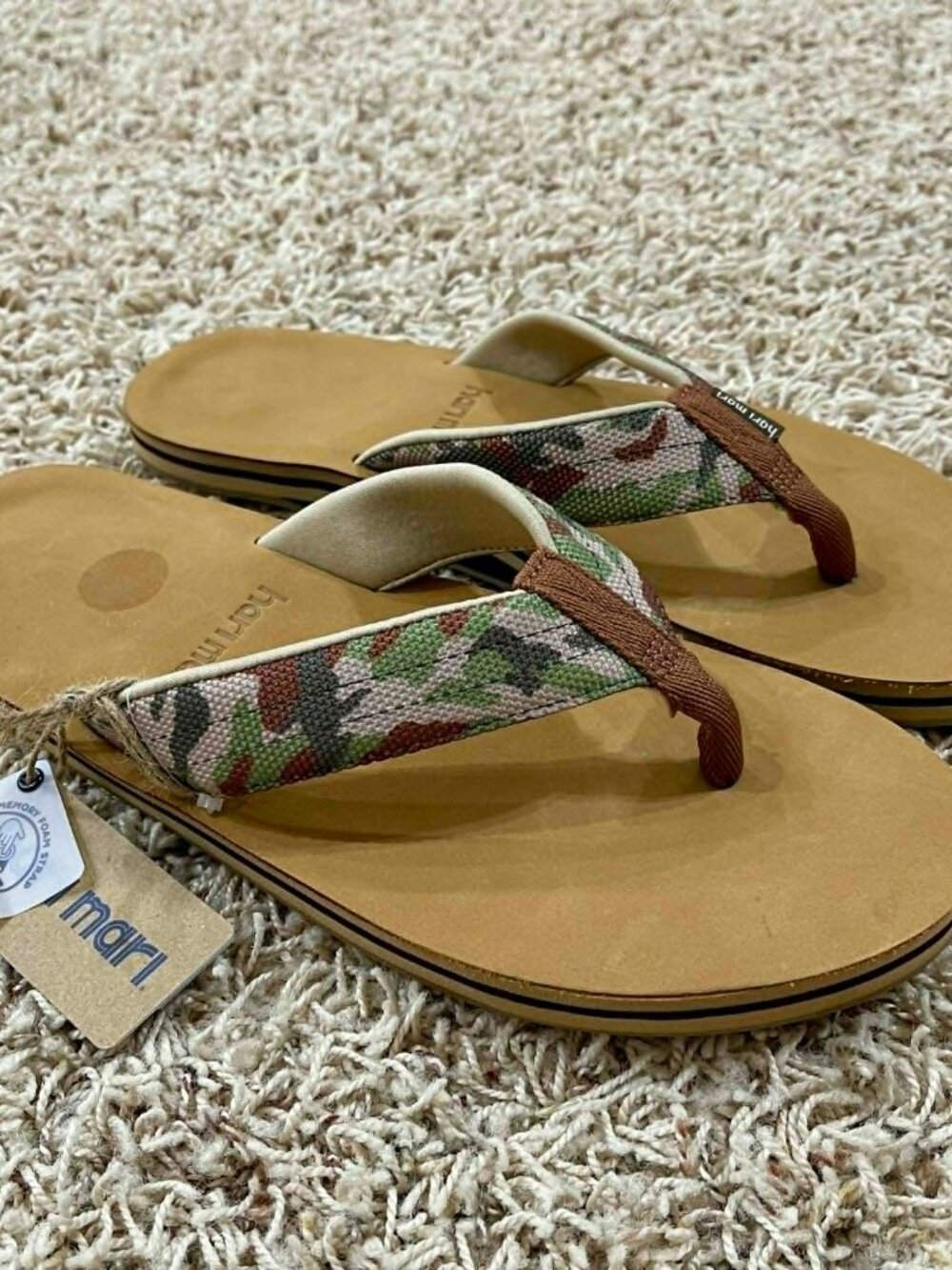 Hari Mari Men’s Scouts Flip Flops Shoes Brown, Size 13 (New)